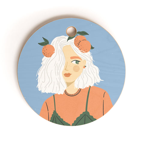 Charly Clements Clementine Girl Cutting Board Round