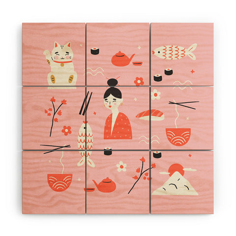 Charly Clements Dreaming of Japan Pattern Wood Wall Mural