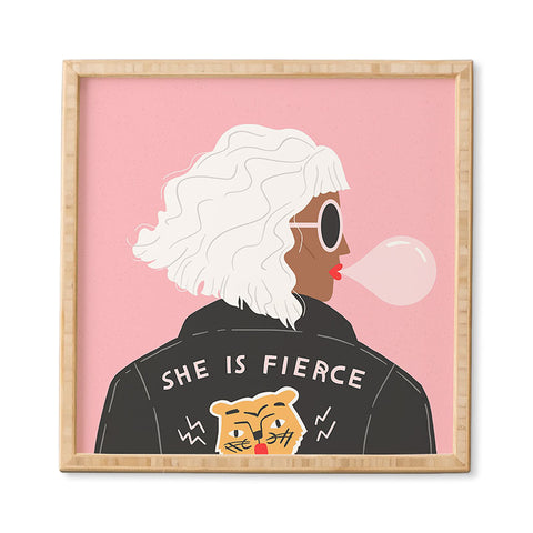 Charly Clements She is Fierce Pink Framed Wall Art