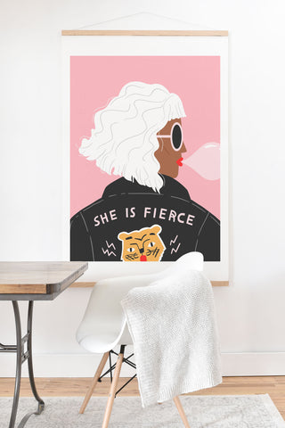 Charly Clements She is Fierce Pink Art Print And Hanger