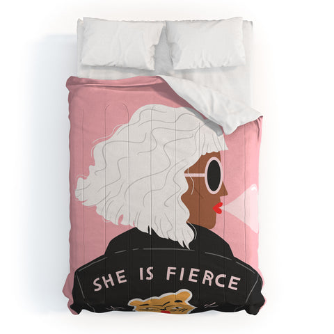 Charly Clements She is Fierce Pink Comforter