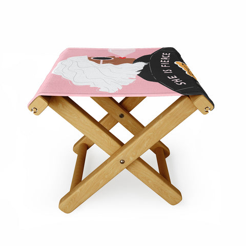 Charly Clements She is Fierce Pink Folding Stool