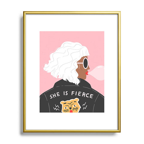 Charly Clements She is Fierce Pink Metal Framed Art Print