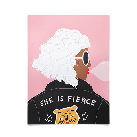 Charly Clements She is Fierce Pink Poster