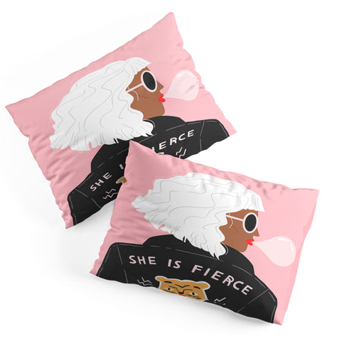 Charly Clements She is Fierce Pink Pillow Shams