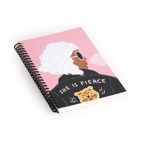Charly Clements She is Fierce Pink Spiral Notebook