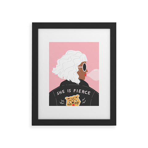 Charly Clements She is Fierce Pink Framed Art Print