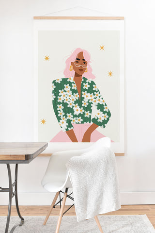 Charly Clements Strike a Pose Pink and Green Palette Art Print And Hanger