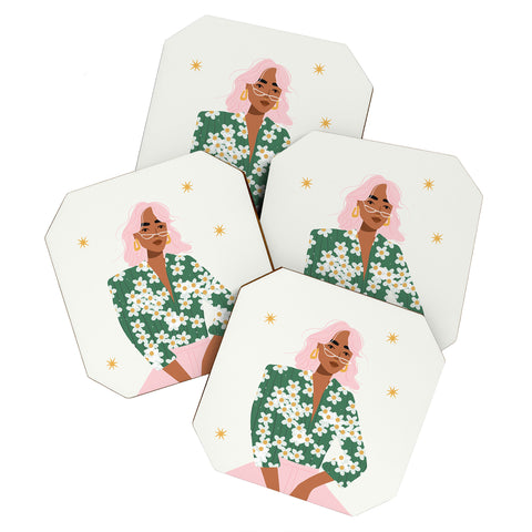 Charly Clements Strike a Pose Pink and Green Palette Coaster Set