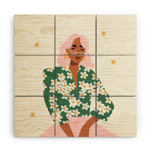 Charly Clements Strike a Pose Pink and Green Palette Wood Wall Mural