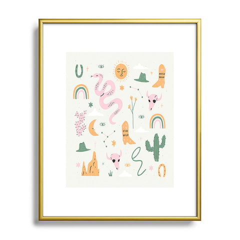 Charly Clements Wild West Pattern Metal Framed Art Print