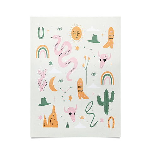 Charly Clements Wild West Pattern Poster