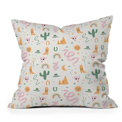 Charly Clements Wild West Pattern Throw Pillow