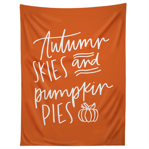 Chelcey Tate Autumn Skies And Pumpkin Pies Orange Tapestry