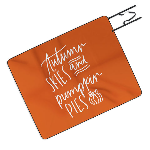 Chelcey Tate Autumn Skies And Pumpkin Pies Orange Picnic Blanket