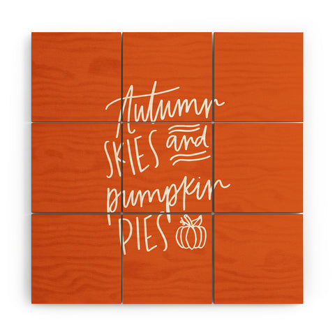 Chelcey Tate Autumn Skies And Pumpkin Pies Orange Wood Wall Mural
