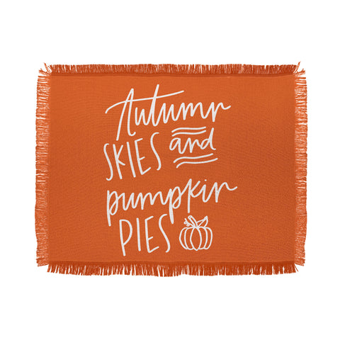Chelcey Tate Autumn Skies And Pumpkin Pies Orange Throw Blanket