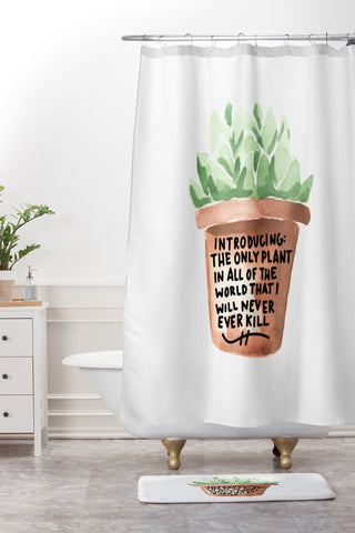 Chelcey Tate Black Thumb Succulent Shower Curtain And Mat