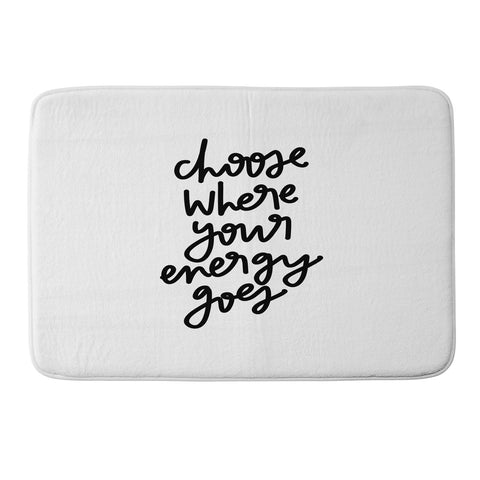 Chelcey Tate Choose Where Your Energy Goes BW Memory Foam Bath Mat