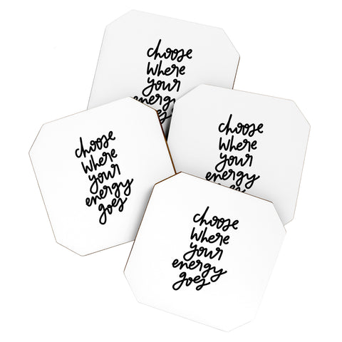 Chelcey Tate Choose Where Your Energy Goes BW Coaster Set