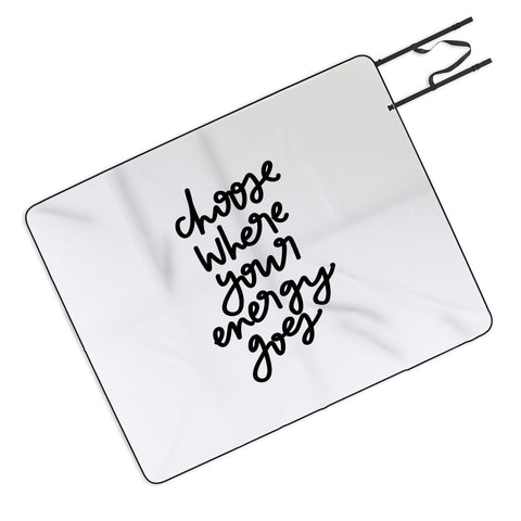 Chelcey Tate Choose Where Your Energy Goes BW Picnic Blanket