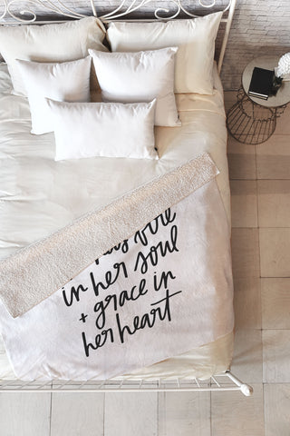 Chelcey Tate Grace In Her Heart BW Fleece Throw Blanket