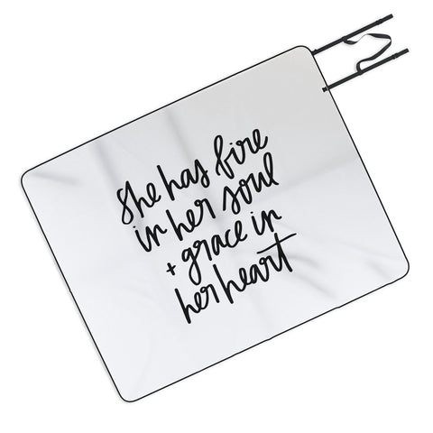 Chelcey Tate Grace In Her Heart BW Picnic Blanket