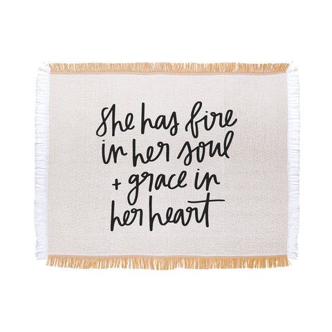 Chelcey Tate Grace In Her Heart BW Throw Blanket