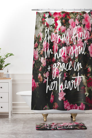 Chelcey Tate Grace In Her Heart Floral Shower Curtain And Mat