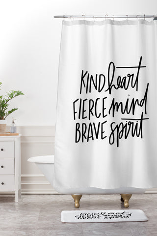 Chelcey Tate Kind Heart Fierce Mind Brave Spirit Shower Curtain And Mat