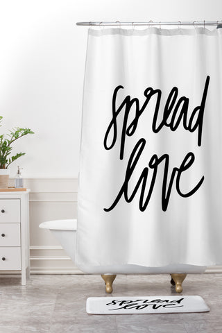 Chelcey Tate Spread Love BW Shower Curtain And Mat