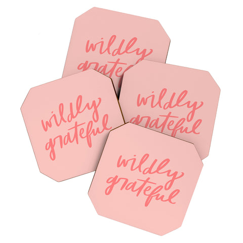 Chelcey Tate Wildly Grateful Pink Coaster Set