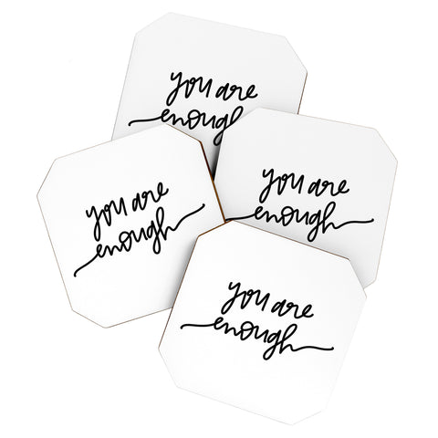 Chelcey Tate You Are Enough BW Coaster Set