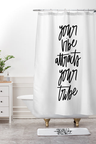 Chelcey Tate Your Vibe Attracts Your Tribe Shower Curtain And Mat
