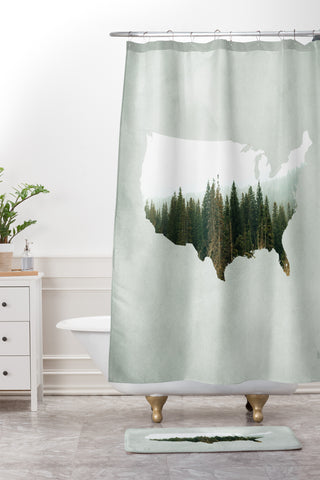 Chelsea Victoria American Landscape Shower Curtain And Mat