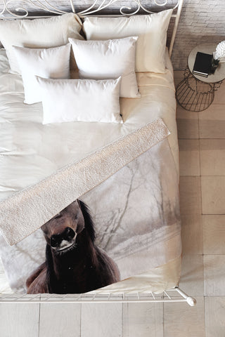 Chelsea Victoria Dark Horse Fleece Throw Blanket