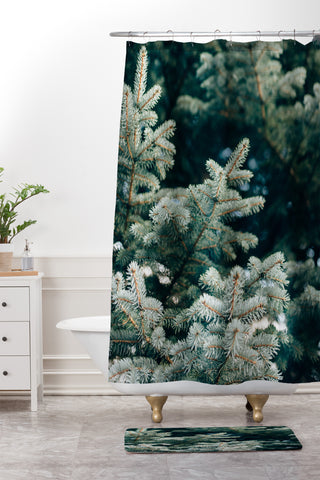 Chelsea Victoria Evergreen Shower Curtain And Mat