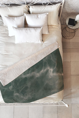 Chelsea Victoria Green Marble Fleece Throw Blanket