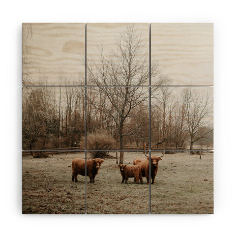 Chelsea Victoria Highland Cows Wood Wall Mural