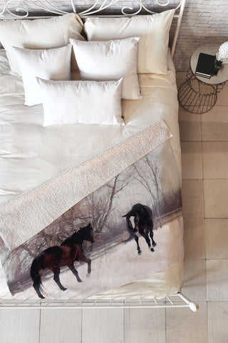 Chelsea Victoria Horsing Around Fleece Throw Blanket