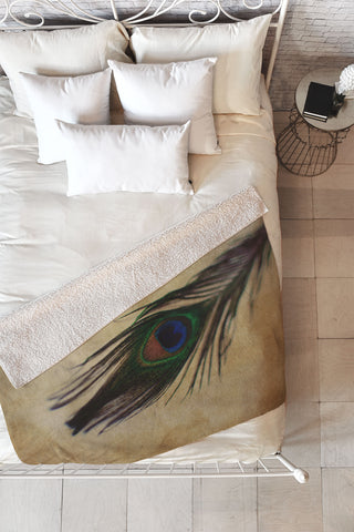 Chelsea Victoria Peacock Feather 2 Fleece Throw Blanket