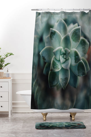 Chelsea Victoria Psychedelic Succulent Shower Curtain And Mat