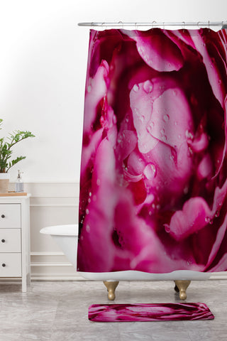 Chelsea Victoria Rain and Peonies Shower Curtain And Mat