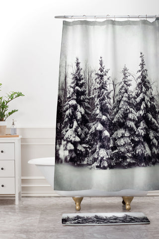 Chelsea Victoria Snow and Pines Shower Curtain And Mat