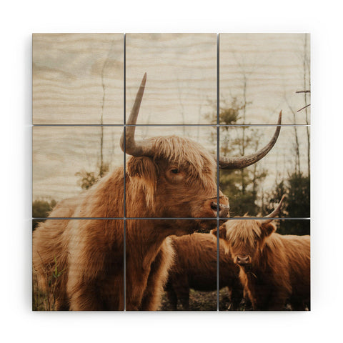 Chelsea Victoria Statuesque Highland Cow Wood Wall Mural
