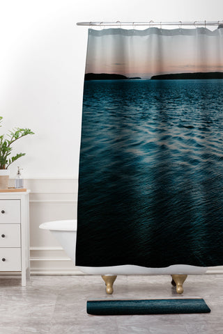 Chelsea Victoria Sunsets in Maine Shower Curtain And Mat