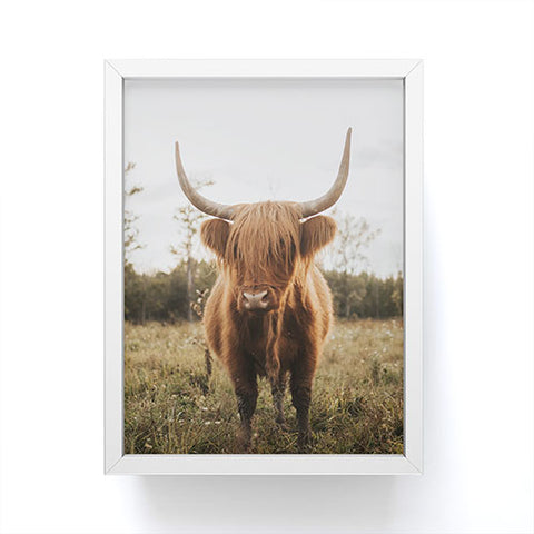 Chelsea Victoria The Curious Highland Cow Framed Mini Art Print