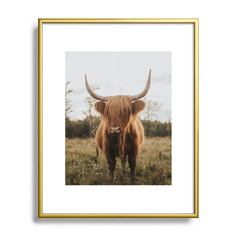 Chelsea Victoria The Curious Highland Cow Metal Framed Art Print