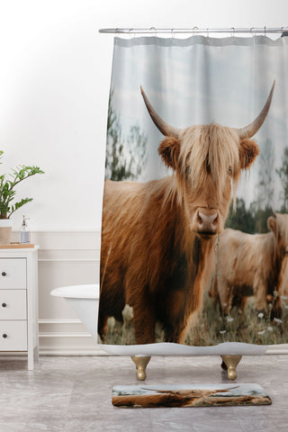 Chelsea Victoria The Furry Highland Cow Shower Curtain And Mat