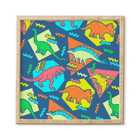 Chobopop 90s Dinosaur Pattern Framed Wall Art